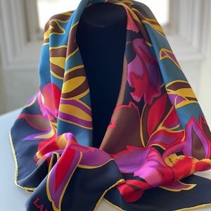 Gorgeous Lanvin Paris Vintage Silk Twill Scarf in size 34.5” x 34.5”.